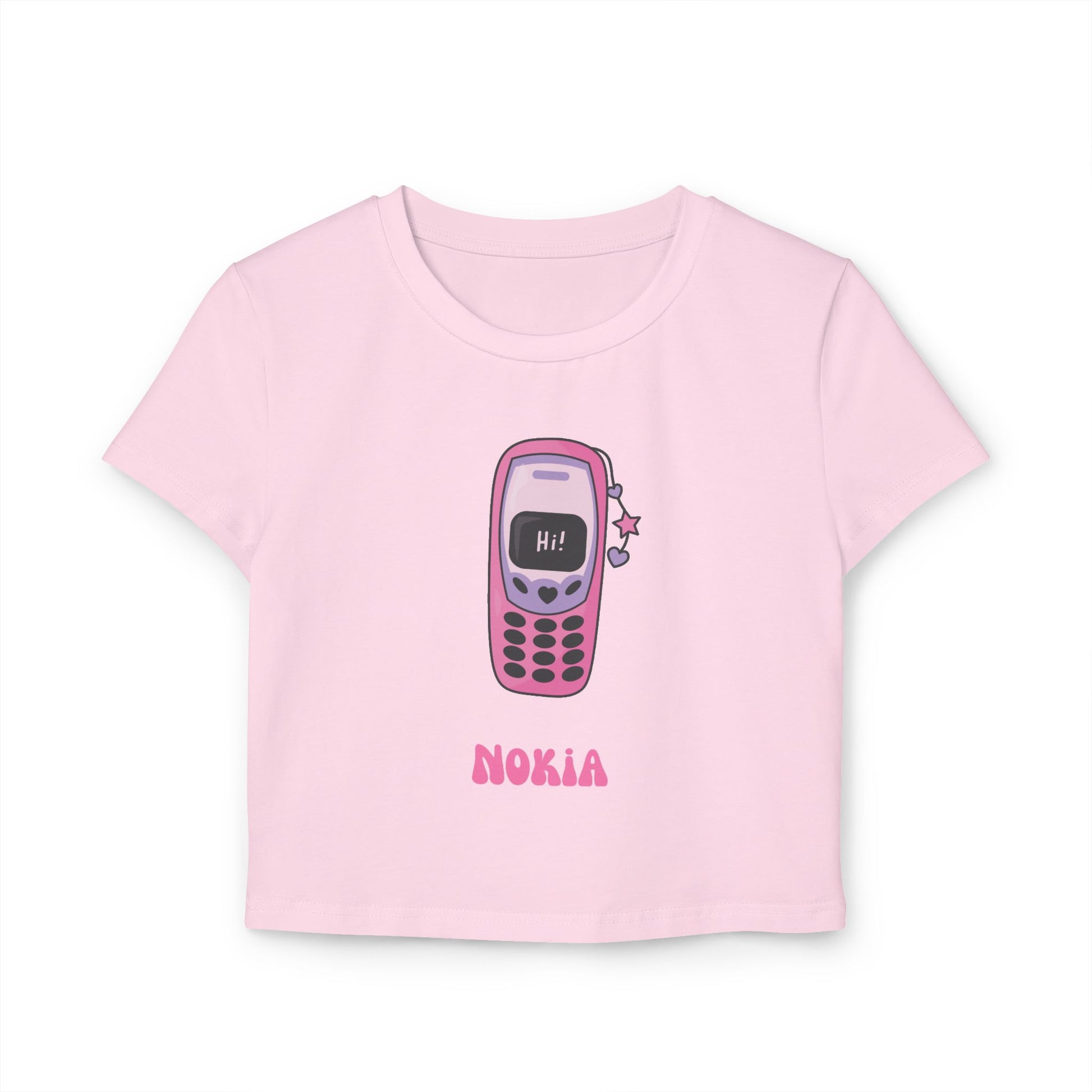 Retro Graphic Women's Baby Tee | Nostalgic 90s Phone T-Shirt
