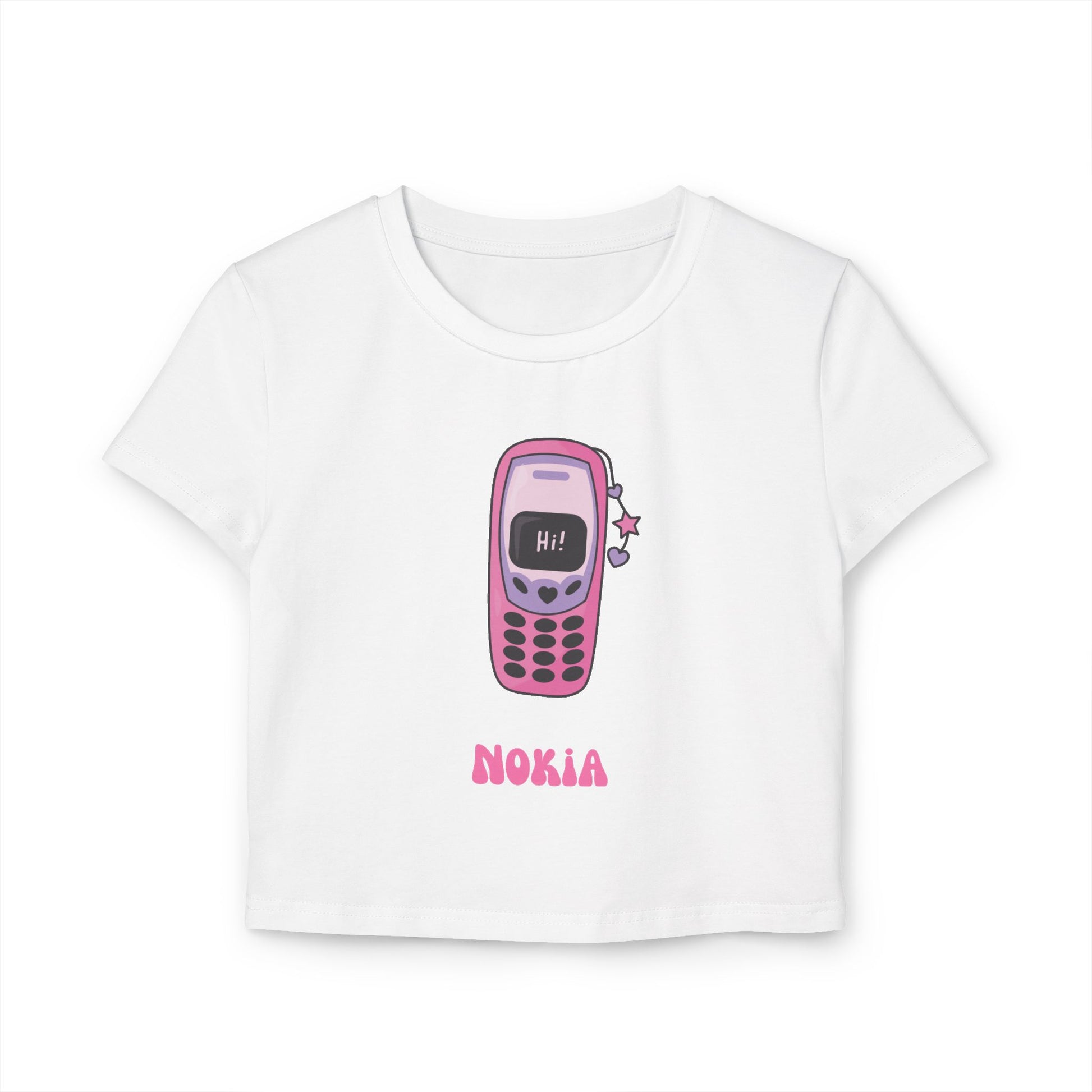 Retro Graphic Women's Baby Tee | Nostalgic 90s Phone T-Shirt